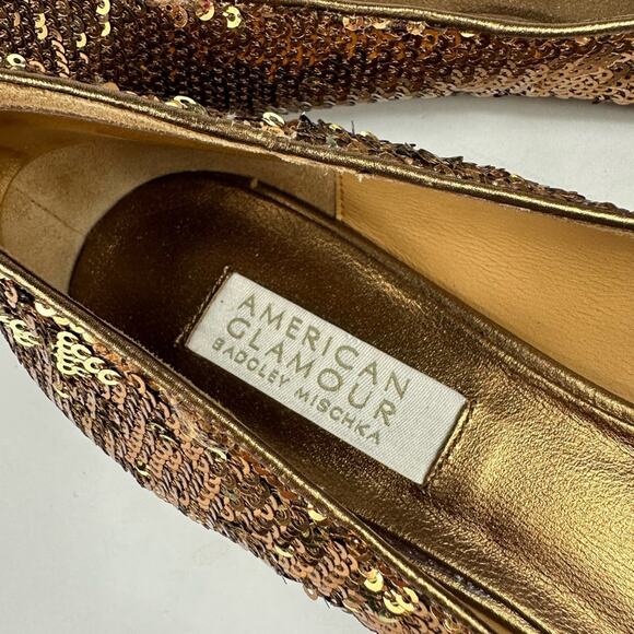 Badgley Mischka American Glamour Copper Sequined Flats - Picture 5 of 6